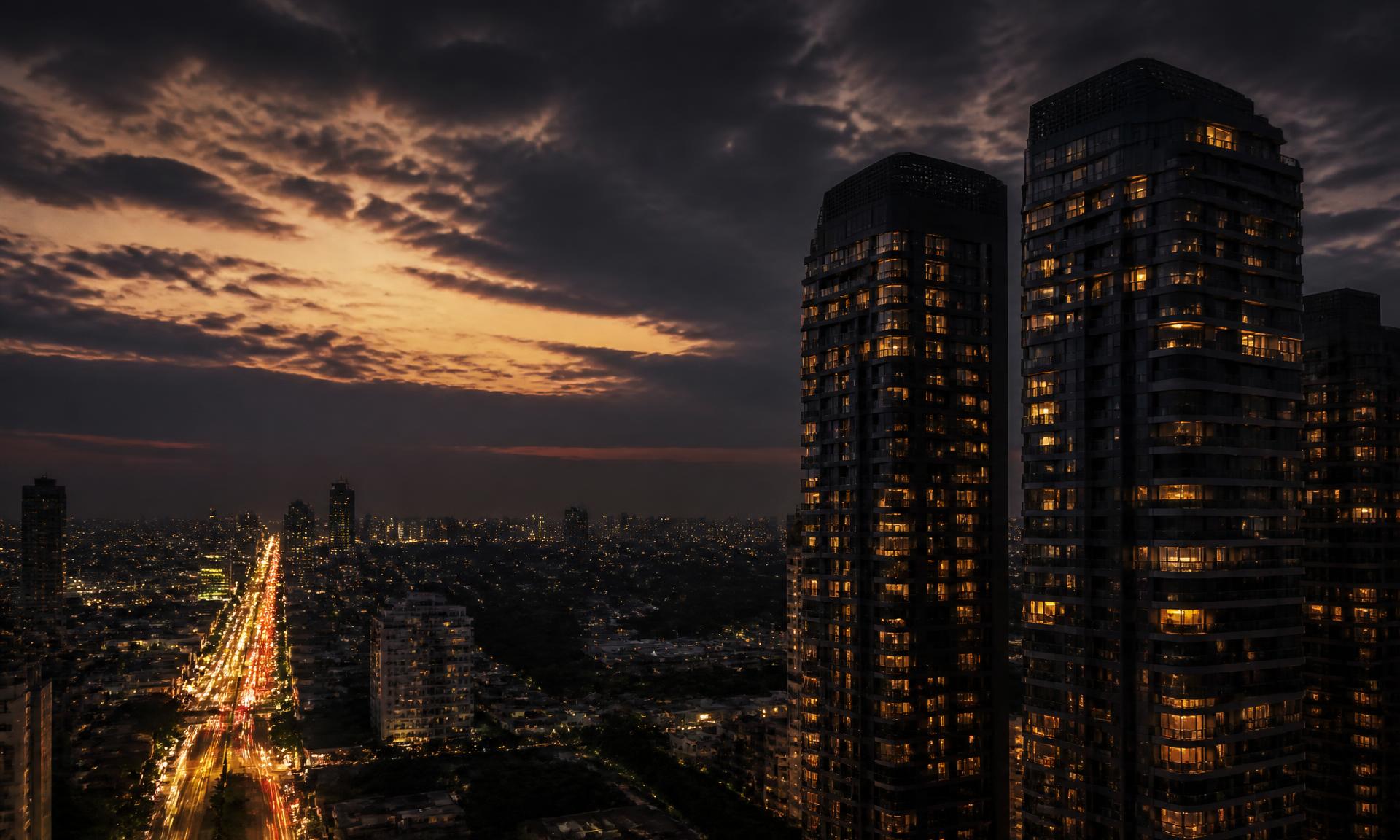 Skyline de São Paulo ao entardecer com torres residenciais de alto padrão